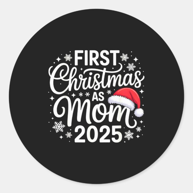 First Christmas As Mom 2025 Snowflake Xmas Family  Runder Aufkleber (Vorderseite)