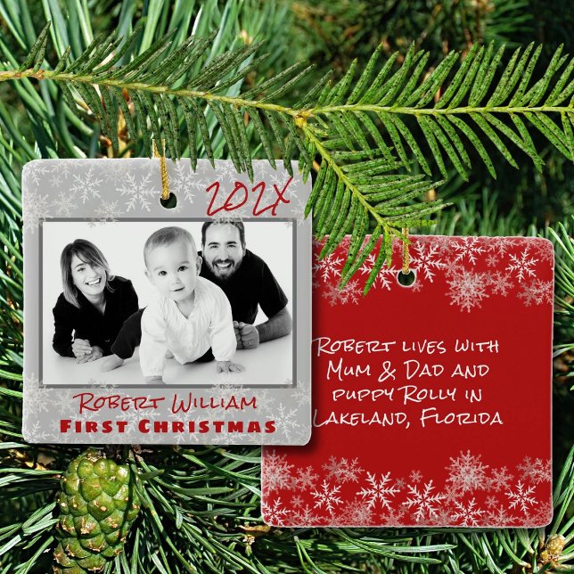 First Christmas Baby Boy Double Sided Ornament (Von Creator hochgeladen)