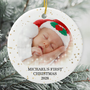 First Christmas Baby Boy Foto Keramik Ornament