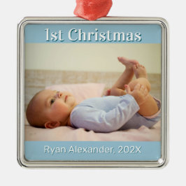First Christmas Baby Boy Foto Ornament Aus Metall