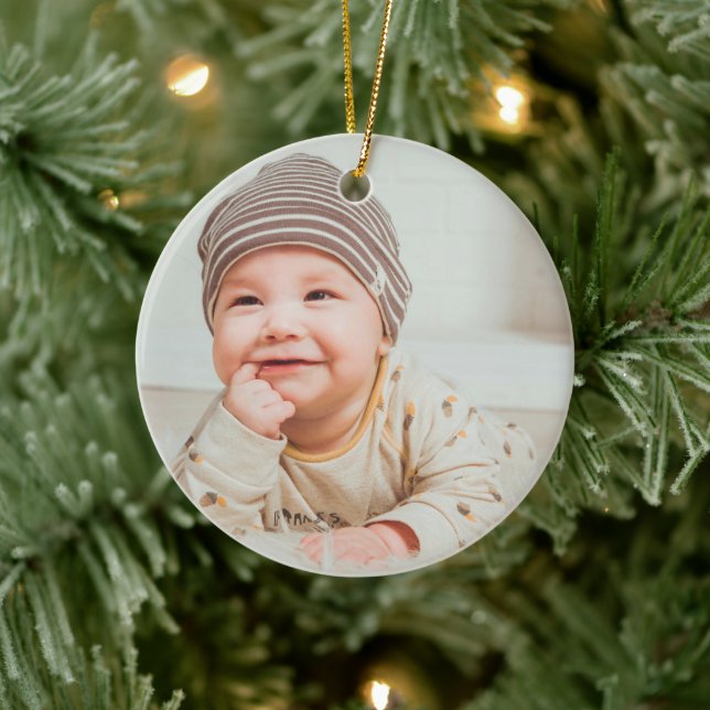 First Christmas Baby Foto Keramik Ornament (Baum)