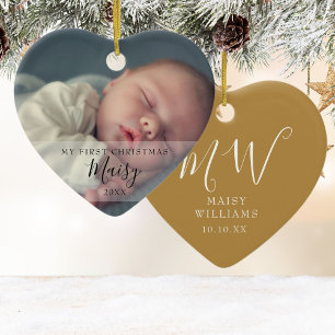 First Christmas Baby Foto Monogram Keramik Orname Ornament