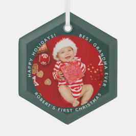 First Christmas Baby Foto Oma Holiday Ornament Aus Glas