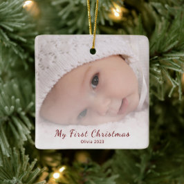 First Christmas Baby Foto Simple Modern Keramikornament