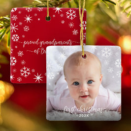First Christmas Baby Foto Snowflakes Großeltern Keramikornament