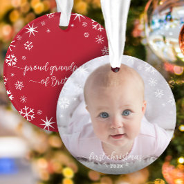 First Christmas Baby Foto Snowflakes Großeltern Ornament