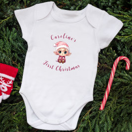 First Christmas Baby Girl Elf Personalisiert Strampler