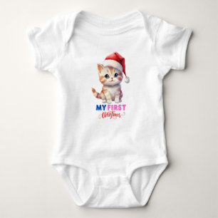 First Christmas Baby,niedlich Cat Christmas BabySu Baby Strampler