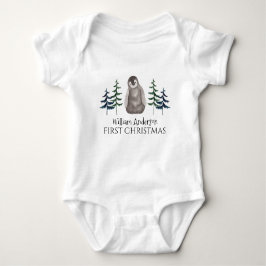 First Christmas Baby Penguin & Tree Personalisiert Baby Strampler