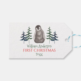 First Christmas Baby Penguin & Tree Personalisiert Geschenkanhänger