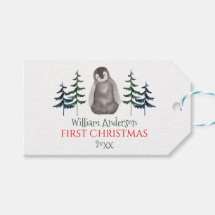 First Christmas Baby Penguin & Tree Personalisiert Geschenkanhänger
