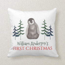 First Christmas Baby Penguin & Tree Personalisiert Kissen