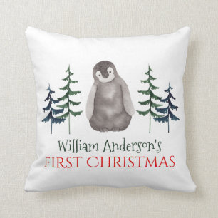 First Christmas Baby Penguin & Tree Personalisiert Kissen