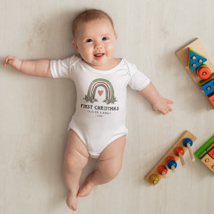 First Christmas Boho Rainbow Baby Strampler