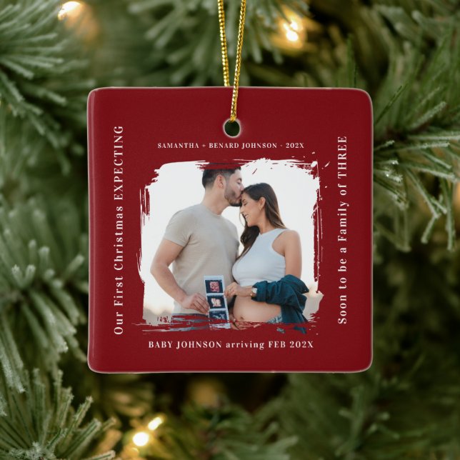 First Christmas Expecting Pregnancy Announcement  Keramikornament (Baum)