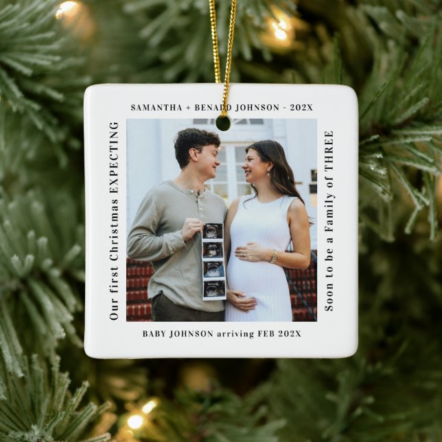First Christmas Expecting Pregnancy Announcement Keramikornament (Baum)