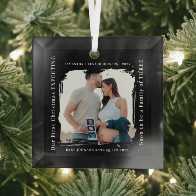 First Christmas Expecting Pregnancy Announcement  Ornament Aus Glas (Insitu)