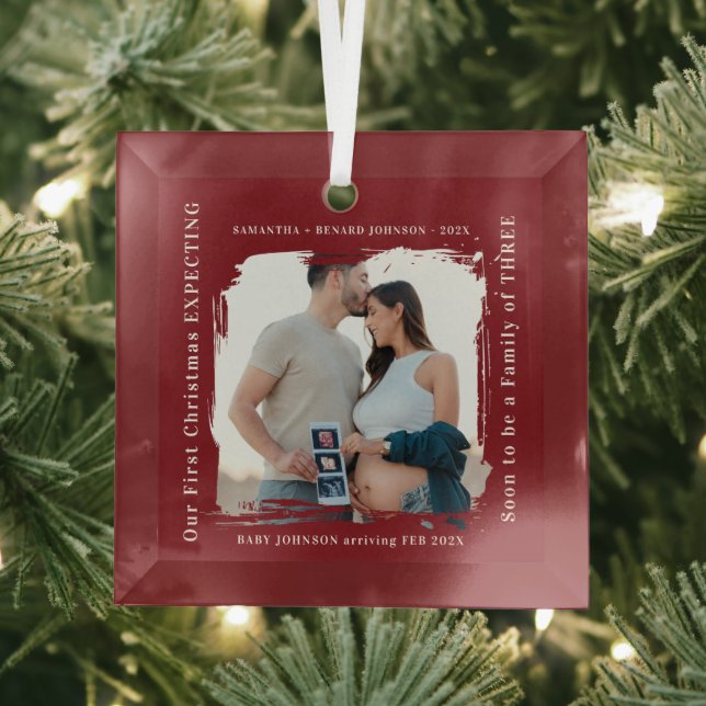 First Christmas Expecting Pregnancy Announcement  Ornament Aus Glas (Insitu)