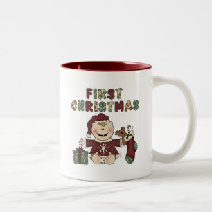 First Christmas Girl Tshirts & Gifts Zweifarbige Tasse