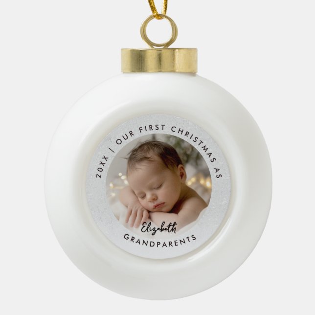 First Christmas Grandparents Wonderland Photo Keramik Kugel-Ornament (Vorderseite)