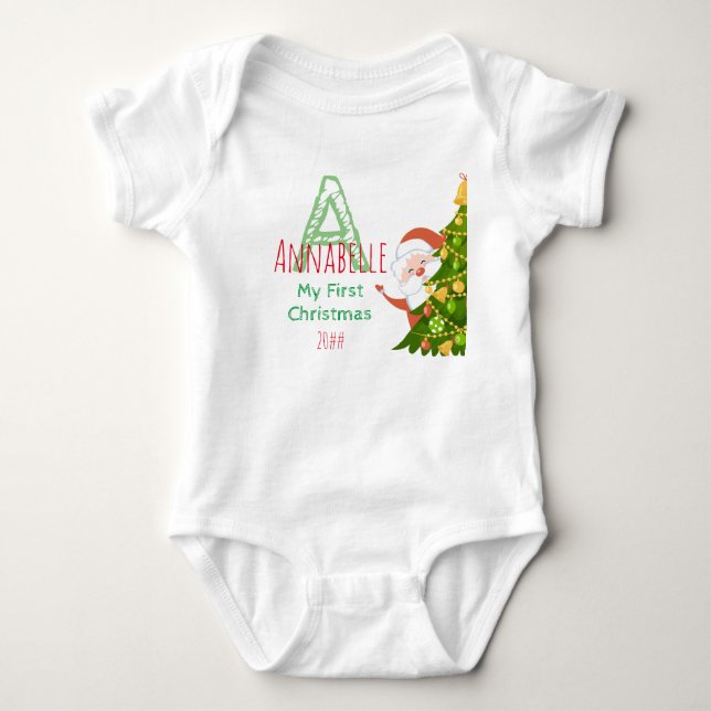 First Christmas Green Red Edigram Baby Strampler (Vorderseite)