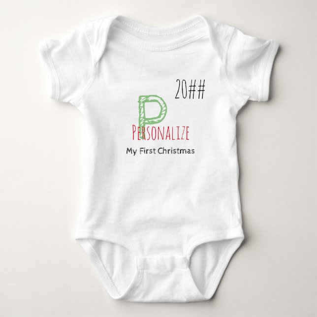 First Christmas Green Red Edigram Baby Strampler (Vorderseite)
