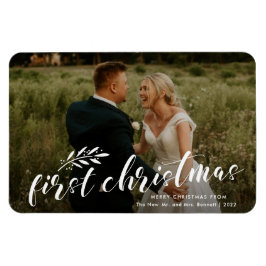 First Christmas Handwritten Wedding Foto Holiday Magnet