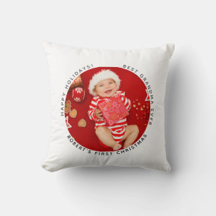 First Christmas Holiday Baby Foto Oma Custom Kissen