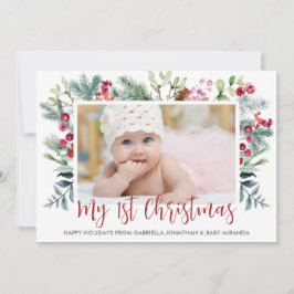 First Christmas Holly Berry Foto Feiertagskarte
