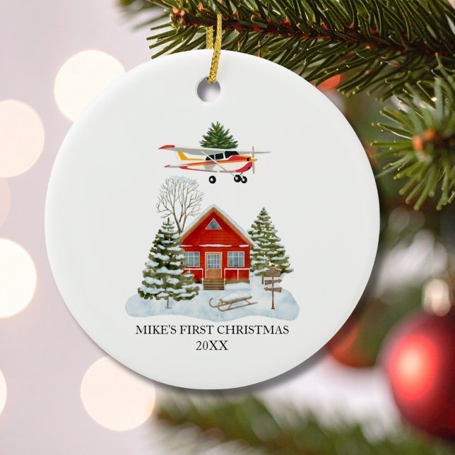 First Christmas Home Cessna Airplane Tree Travel Keramik Ornament (Von Creator hochgeladen)