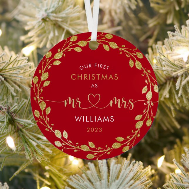 First Christmas Husband und Ehefrau Gold Wreath Fo Ornament Aus Metall (InSitu)