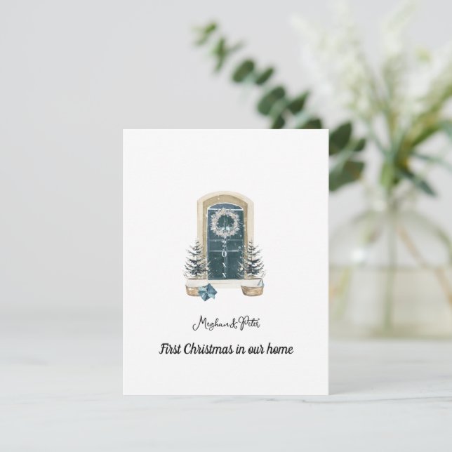 First Christmas In Our Home Sage Green Card (Stehend Vorderseite)