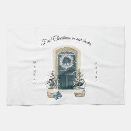 First Christmas In Our Home Watercolor Sage Green Geschirrtuch