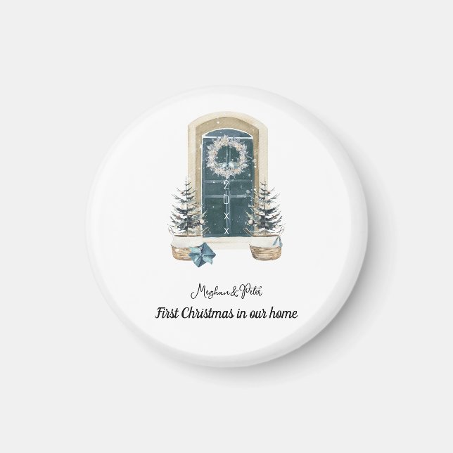 First Christmas In Our Home Watercolor Sage Green Magnet (Vorne)