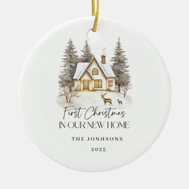 First Christmas in Our New Home Winter View Keramik Ornament (Vorne)
