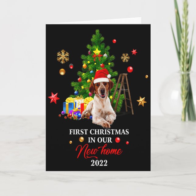 First Christmas In Our New Home Xmas Beagle Dog T  Karte (Vorderseite)