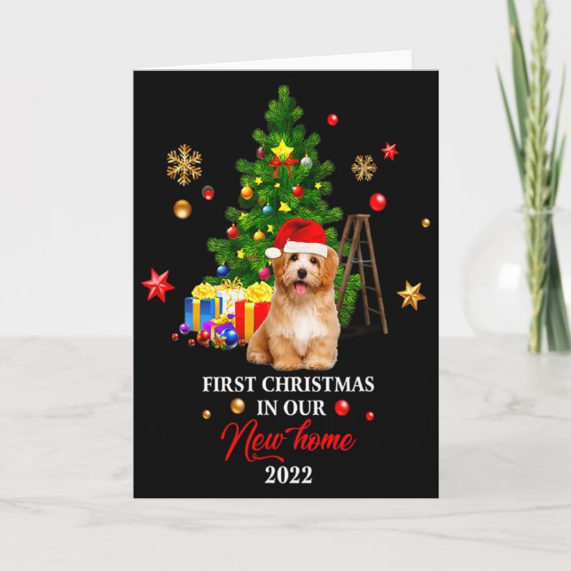 First Christmas In Our New Home Xmas Maltese Dog T Karte (Vorderseite)