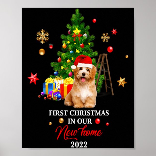First Christmas In Our New Home Xmas Maltese Dog T Poster (Vorne)