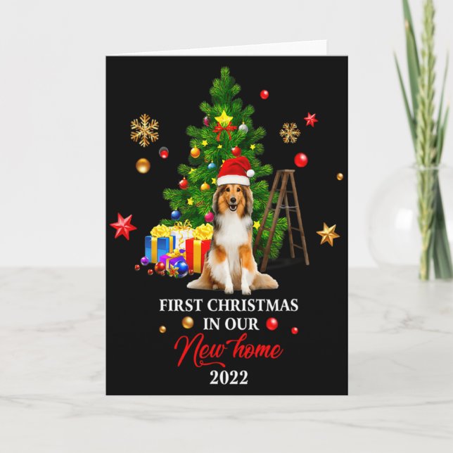 First Christmas In Our New Home Xmas Shetland Shee Karte (Vorderseite)