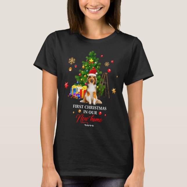 First Christmas In Our New Home Xmas Shetland Shee T-Shirt (Vorderseite)