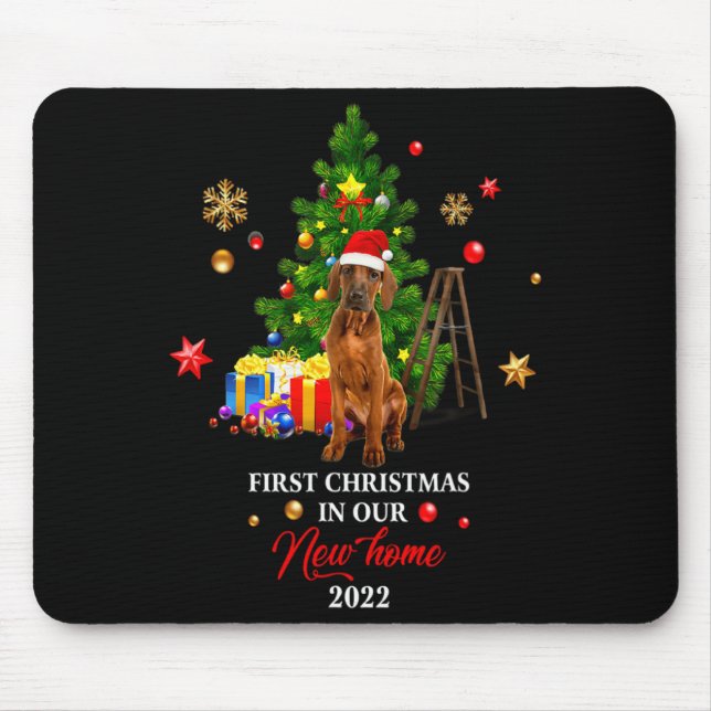 First Christmas In Our New Home Xmas Viszla Dog T  Mousepad (Vorne)