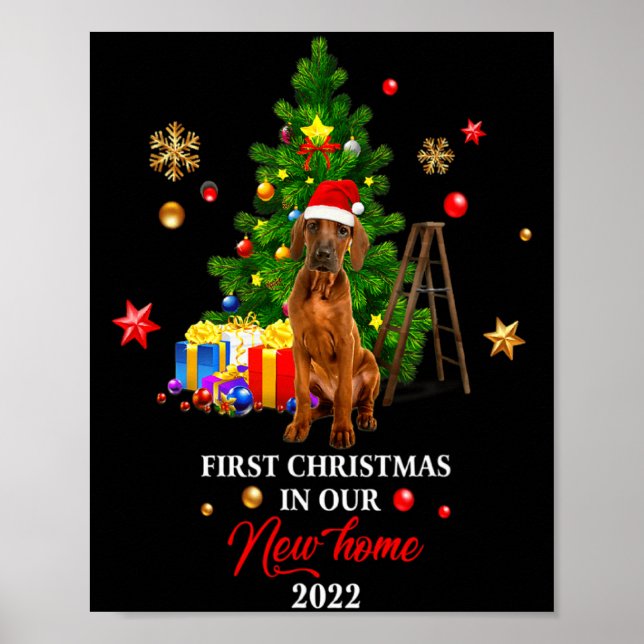 First Christmas In Our New Home Xmas Viszla Dog T  Poster (Vorne)