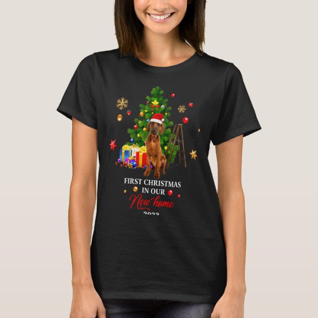First Christmas In Our New Home Xmas Viszla Dog T  T-Shirt (Vorderseite)
