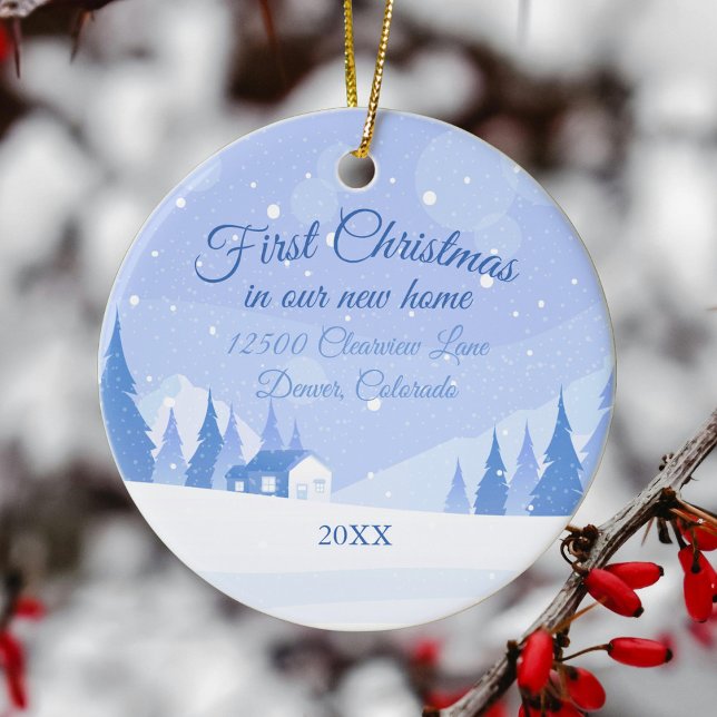 First Christmas in Our New Winter Home Custom Keramik Ornament (Von Creator hochgeladen)