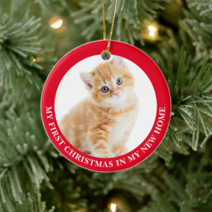 First Christmas Kitten Cat Personalisiertes Foto Keramik Ornament