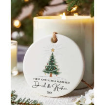 First Christmas Married 2025 Personalized Ornament