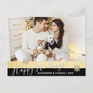 First Christmas Married Engaged GOLD Wird FOTO Feiertagspostkarte