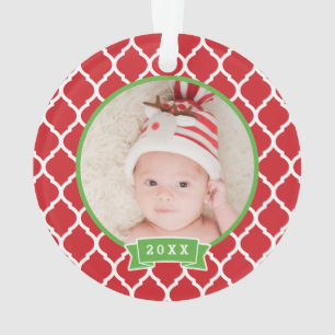 First Christmas Monogram Foto Holiday Ornament