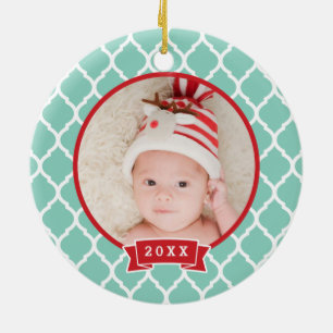 First Christmas Monogram Foto Holiday Ornament