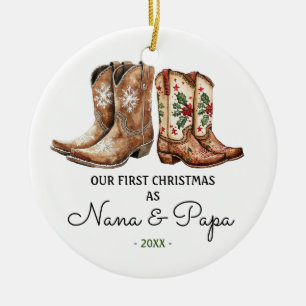 First Christmas Nana und Papa Cowboy Cowgirl Boots Keramik Ornament